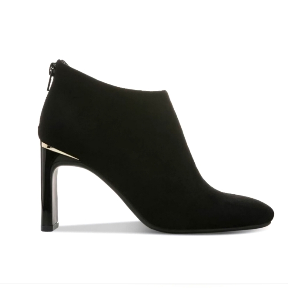 NEW 11 BRITTNEE DRESS BOOTIE ALFANI ELEGANT Curved block heel Gold Tone Accents